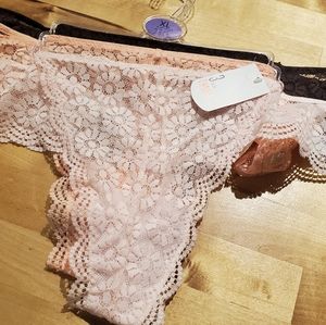 3 bundle lace bra and thong panties set